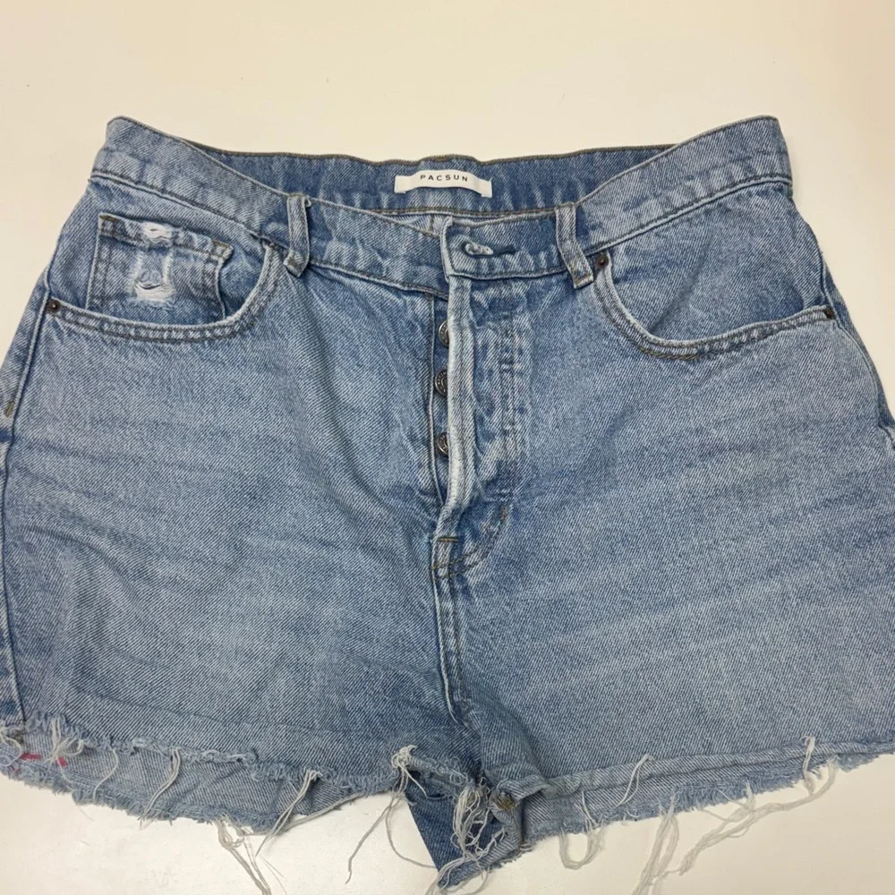 Pacsun Denim Blue Frayed Jean Shorts size 28